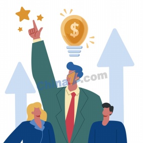 手绘金融领袖概念插画